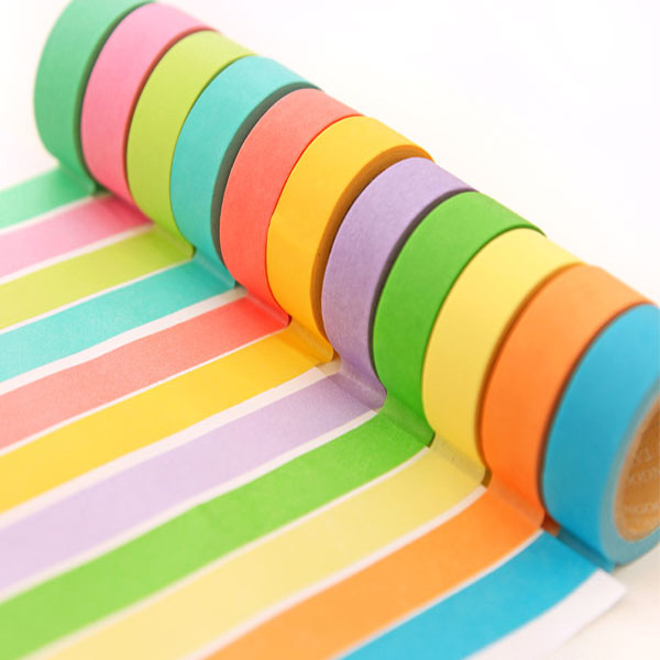 5Pcs Colourful packing tape 3m transparent tape paper Rainbow Sticky Paper Masking Adhesive Decorative Tape Scrapbooking