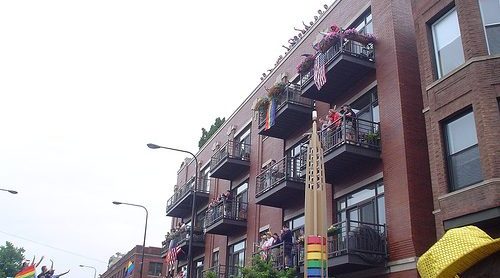 Boystown buildings with balconys